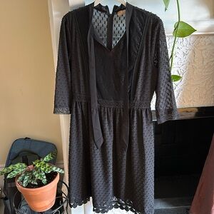 Tie neck little black dress